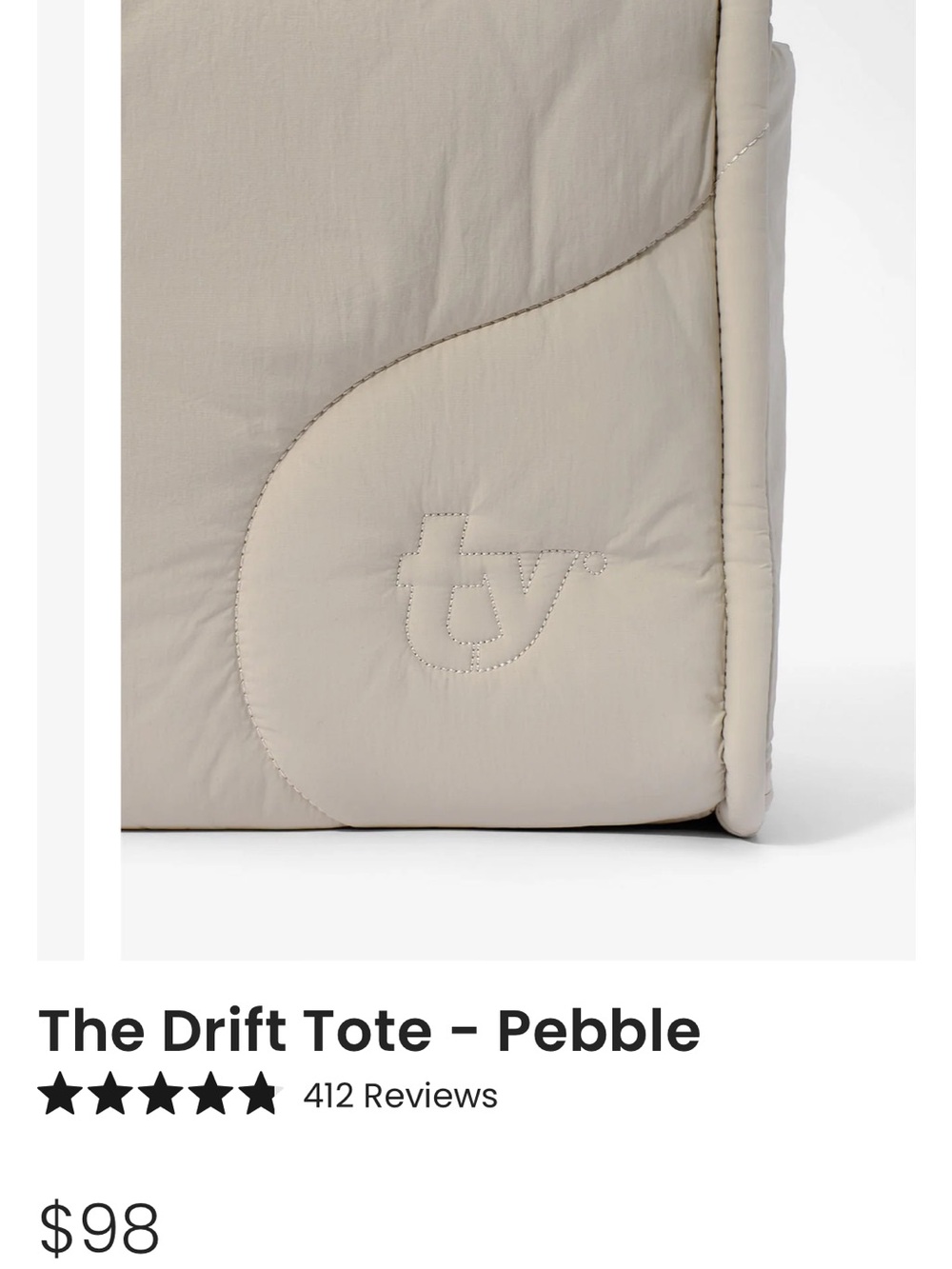 Ty Quilted Tote in Pebble Neutral - Picture 1 of 5